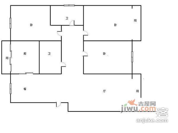 华苑公寓3室2厅2卫141㎡户型图