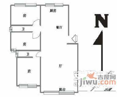 华苑公寓3室2厅2卫141㎡户型图