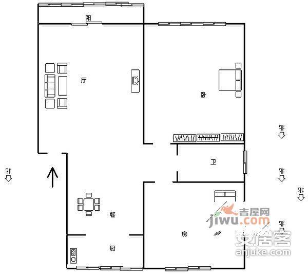 锦江半岛2室2厅1卫99㎡户型图