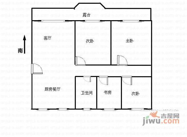 长岛之春3室2厅1卫125㎡户型图