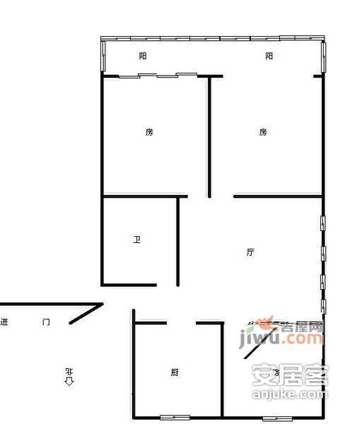 海月花园3室1厅1卫96㎡户型图