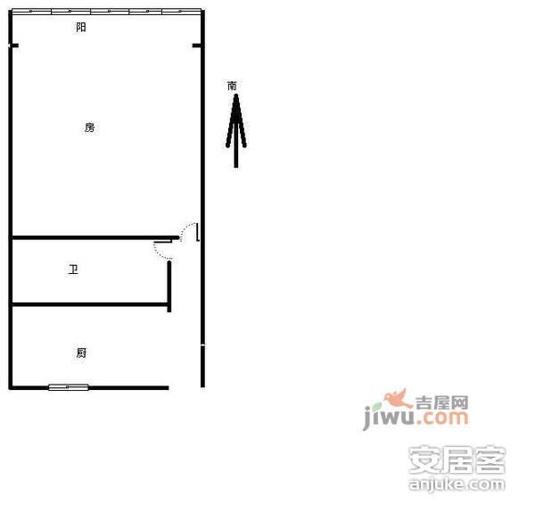 长兴公寓1室1厅1卫55㎡户型图