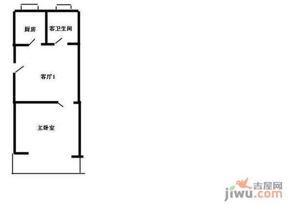 东园小区1室1厅1卫51㎡户型图