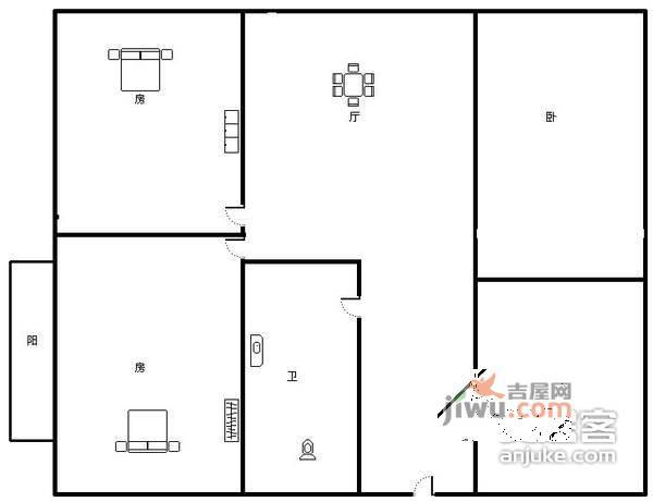 东园小区3室2厅1卫95㎡户型图