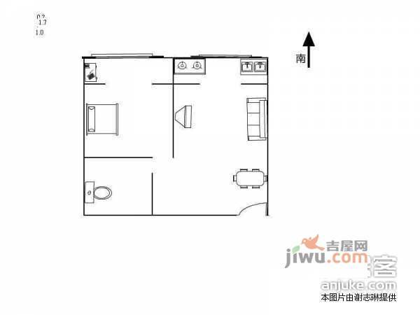 滨江新苑1室1厅1卫46㎡户型图