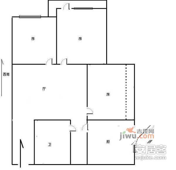 滨江新苑3室1厅1卫103㎡户型图