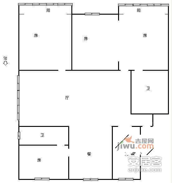 滨江新苑4室2厅2卫138㎡户型图