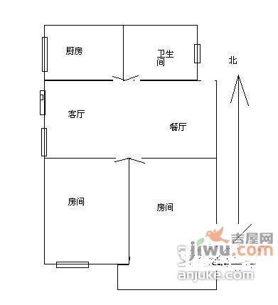 大关东六苑2室2厅1卫82㎡户型图