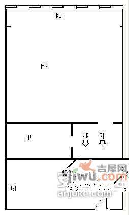 候潮公寓1室1厅1卫44㎡户型图