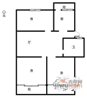 候潮公寓3室1厅1卫92㎡户型图