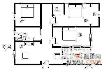 景城花园3室2厅2卫136㎡户型图