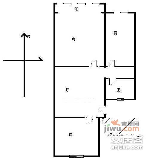 大关西八苑2室1厅1卫73㎡户型图