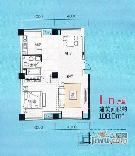 中誉万豪广场1室1厅1卫67㎡户型图