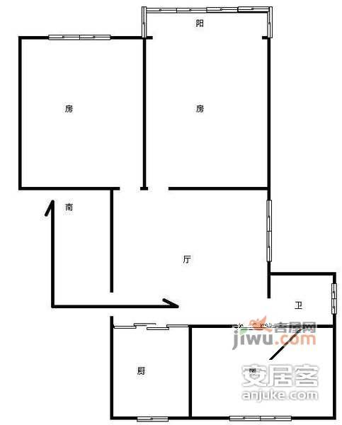 黎明园3室1厅1卫76㎡户型图