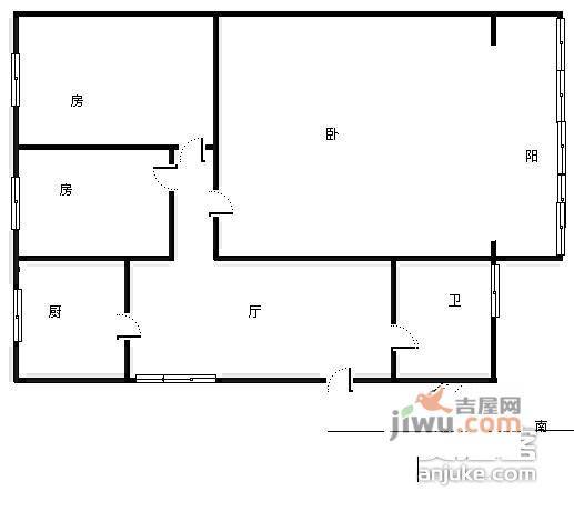 黎明园3室1厅1卫76㎡户型图