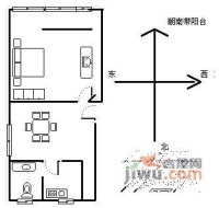塘河南村1室1厅1卫46㎡户型图
