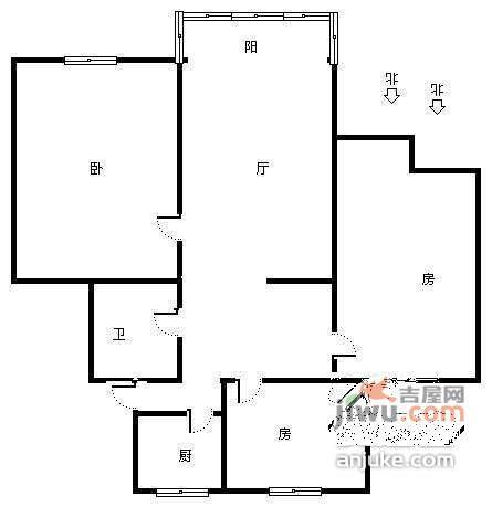 西溪公寓3室1厅1卫112㎡户型图