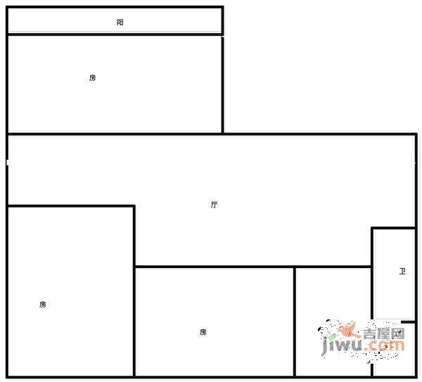 天虹公寓3室1厅1卫91㎡户型图