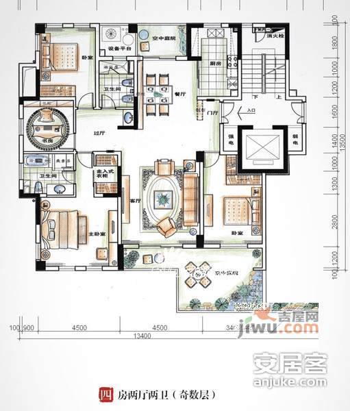 和家园4室2厅2卫300㎡户型图