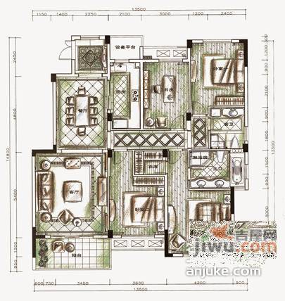 和家园4室2厅2卫300㎡户型图