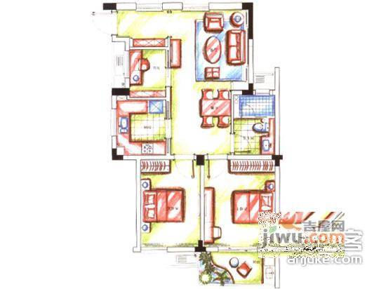 和家园3室2厅1卫139㎡户型图