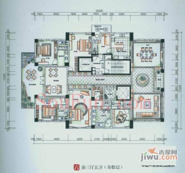 和家园5室3厅4卫400㎡户型图