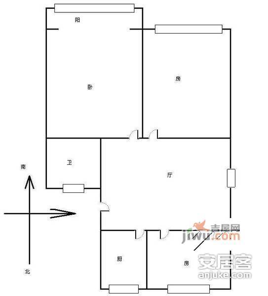 凯德视界3室2厅1卫89㎡户型图