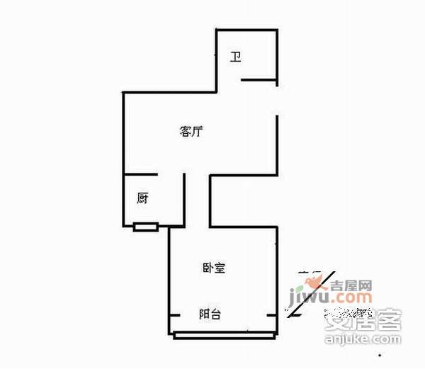 凤凰南苑1室1厅1卫60㎡户型图