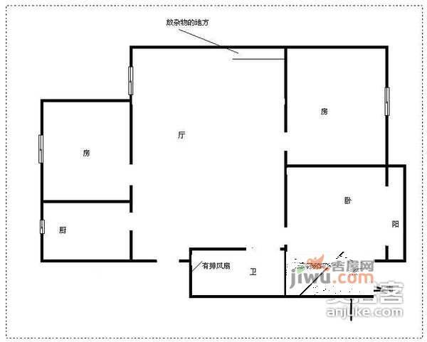 广兴新村3室2厅1卫89㎡户型图