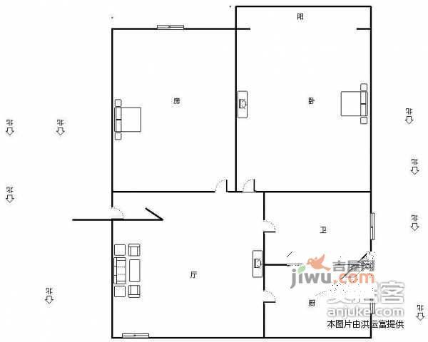 广兴新村2室2厅1卫87㎡户型图