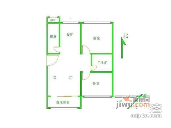 圣苑小区2室2厅1卫89㎡户型图