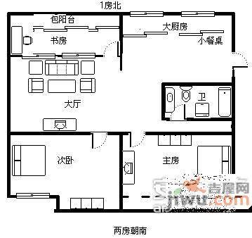 万家花园3室2厅1卫129㎡户型图