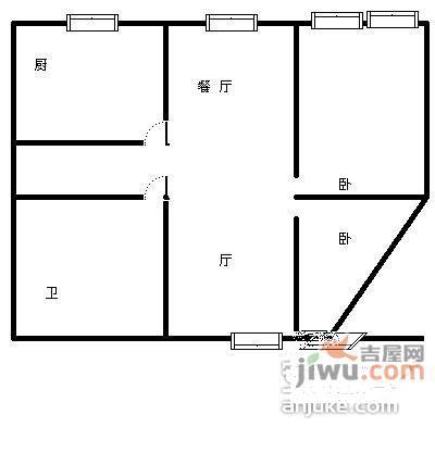 水星阁花园2室2厅1卫120㎡户型图