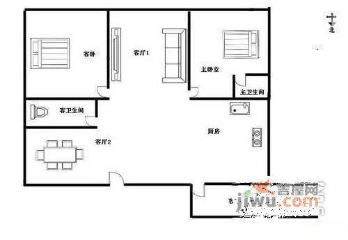 西湖花园3室2厅2卫159㎡户型图