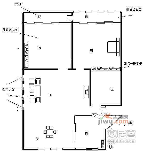 凤凰北苑2室1厅1卫131㎡户型图