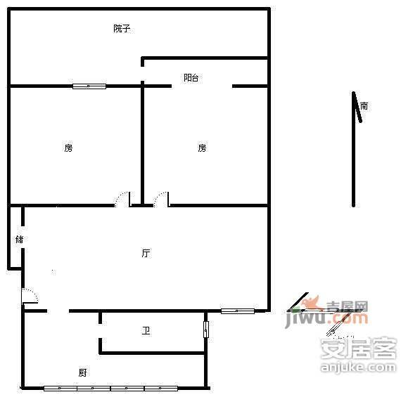 三塘南村2室2厅1卫84㎡户型图