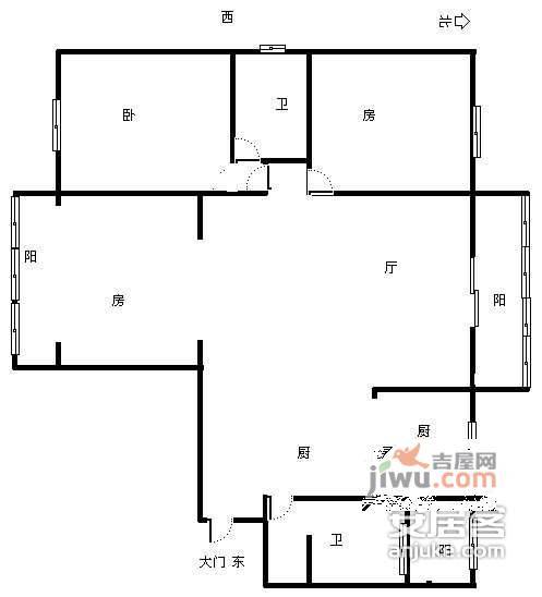 星都嘉苑3室2厅2卫123㎡户型图