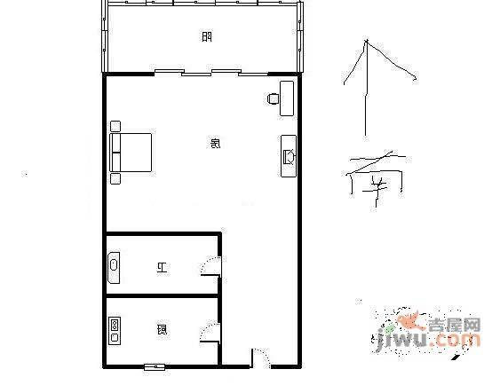 温州村1室1厅1卫77㎡户型图