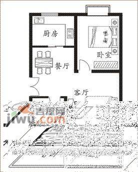 剑桥公社1室1厅1卫67㎡户型图