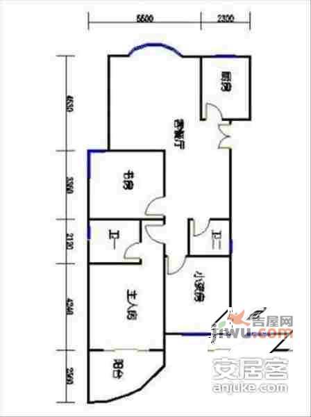 剑桥公社2室1厅1卫78㎡户型图