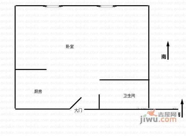 剑桥公社1室1厅1卫67㎡户型图