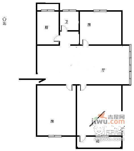 半道红小区3室1厅1卫78㎡户型图