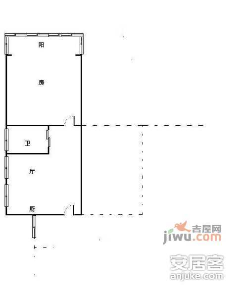 沈塘铭苑1室1厅1卫54㎡户型图