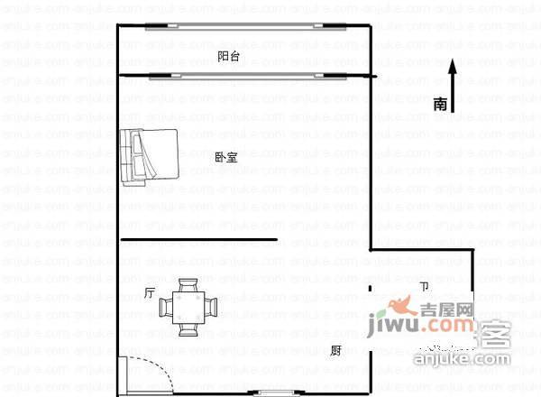 沈塘铭苑1室1厅1卫54㎡户型图