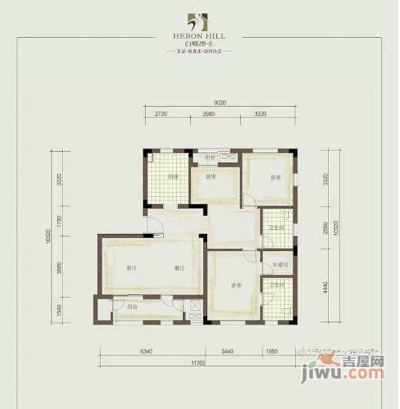 白鹭郡北3室2厅2卫136㎡户型图