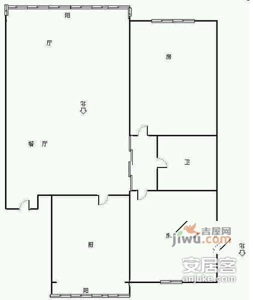 胭脂新村2室2厅1卫84㎡户型图