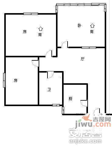 金秋花园2室1厅1卫93㎡户型图