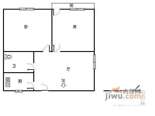 胜利新村2室2厅1卫76㎡户型图