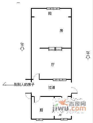 胜利新村1室1厅1卫46㎡户型图