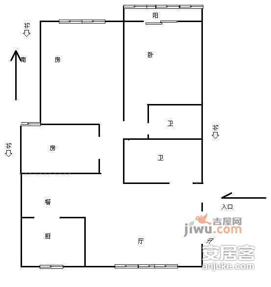 胜利新村3室1厅1卫93㎡户型图